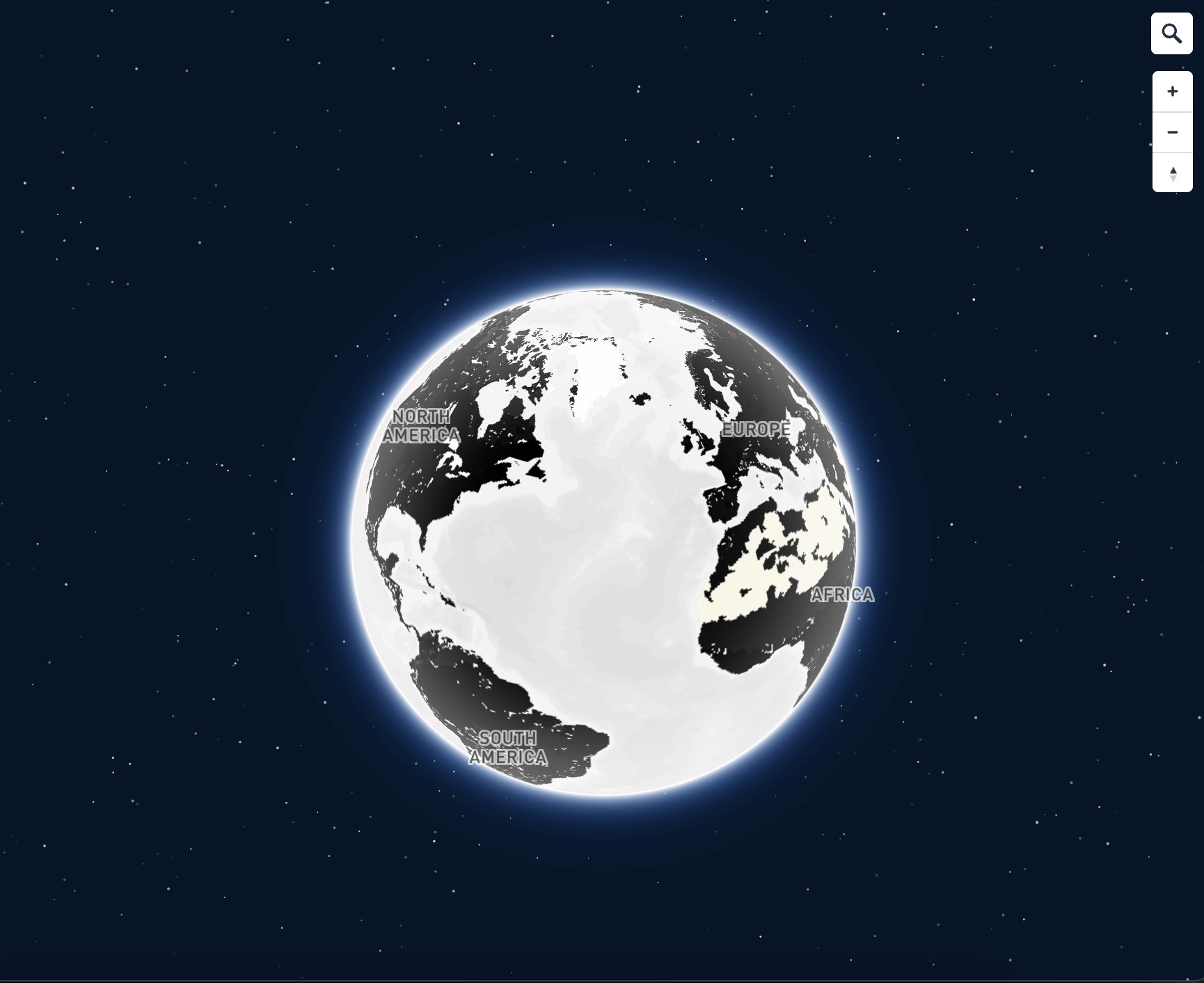 White-light spherical Earth view: Adjusted Light preset and Water color to dawn mode.